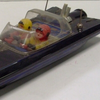 Fab vintage FUTURISTIC Tin Toy SPACE CAR - Made in Argentina by GORGO, Dark blur colour w Perspex windscreen & 2 x Drivers in SPACE Costumes, ariels & - Sold for $366 - 2013