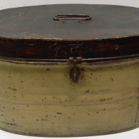 Edwardian tin traveling hat box - Sold for $61 - 2013