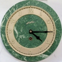 1950's Junghams Clock with Green mottled laminex face With key in working order - Sold for $55 - 2013
