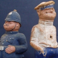 2 x vintage paper mache ALLEN'S Sweets lolly containers - POPEYE & chubby BOBBY Policeman - Sold for $61 - 2013