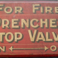 Vintage Industrial fire Hydrant sign From inside a factory For fire drencher stop valve On --- Off - Sold for $134 - 2013