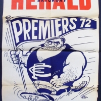c1972 Saturday Herald WEG CARLTON Premiership Poster - Good original Cond - Sold for $152 - 2013