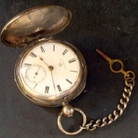 c1900 Rotherhams Sterling silver Hunter POCKET WATCH - key wound - working - Sold for $171 - 2013