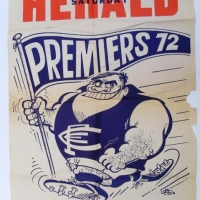 1972 WEG POSTER - Carlton Premiers 72 + 'The Sun' poster - Blues Better Barassi - both (af) - Sold for $73 - 2013