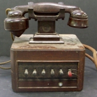 Intercom Phone-  Brown mottled Bakelite handle with wooden base Dictograph Telephone system of Croydon Lampson Engineering Co. - Sold for $122 - 2013