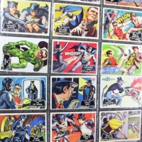 Complete set (55) c1966 Scanlens BATMAN CARDS, plain white borders, glc - Sold for $134 - 2013