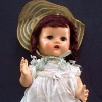 1950's English unmarked Pedigree hard plastic walker Doll - sleep eyes, open mouth, original clothes, hat,  exc Cond - 40cms L - Sold for $55 - 2013