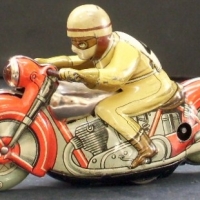 Schuco (Germany) tinplate and clockwork Mirakomot 1012 MOTORBIKE with rider - exc Cond - Sold for $415 - 2013