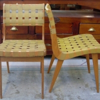 Pair of Douglas Snelling style webbing strap dining chairs - Sold for $159 - 2013
