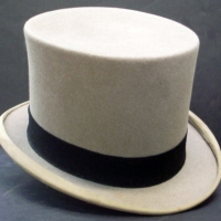 Vintage TOP HAT - Grey w Black band, original labels to interior incl PEAPES SYDNEY, Tress & Co London, All Fur, etc - size 7 & 18 - Sold for $61 - 2013