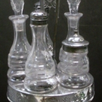 Victorian Revolving Silver plated Cruet SET -  American EPBM with matching bottles, stopper, etc - Sold for $61 - 2013