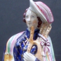 c1880 STAFFORDSHIRE Ceramic Figure - SCOTTISH HIGHLANDER -  crack to back - 33cm H - Sold for $61 - 2013