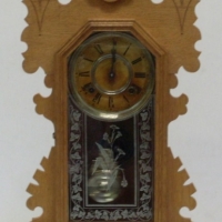 c1900 Ansonia Cottage clock - American oak case, w pendulum and key, etc - Fab Cond - Sold for $189 - 2013