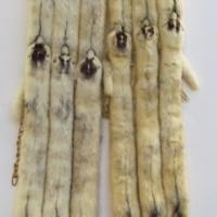 1930's white fur stole made with 12 pelts with black marking to heads, spine - Sold for $134 - 2013