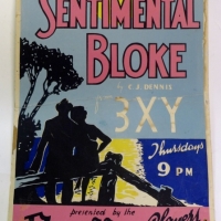 1940's 3XY poster for The Sentimental Bloke Thursdays 9pm presented by the ROSELLA PLAYERS - colourful imagery & stamped to back over 100 Rosella  - Sold for $171 - 2013