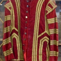 Red velvet military style jacket with gold brocade - Sold for $165 - 2013