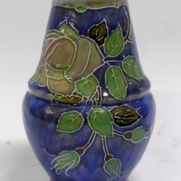 c1930 Royal Doulton Lambeth ware vase, decorated with tube lined roses  by Joan Honey  - 20cm high - Sold for $61 - 2013