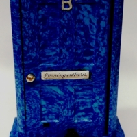 Bottle  Bourjois EVENING IN PARIS Perfume - Blue mottled BAKELITE Door shaped presentation box w shoes under - Sold for $116 - 2013