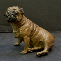 Contemporary bronze Cold Painted PUG DOG figurine - marked Geschuttz - 9cm (H) - Sold for $201 - 2013