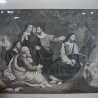 Large Victorian print Jesus Weeping Over Jerusalem   (67 cm W x 55 cm H) in bird's eye maple frame - Sold for $61 - 2013