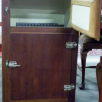 Wooden ICE CHEST with large cupboard to lower and small to top - original latches & hinges - Sold for $122 - 2013
