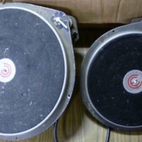 2 x vintage AUSTRALIAN MADE turntables - badged 'Commonwealth Electronics' Pty Ltd Sydney Hobart - multi speed controlled, very heavy - Sold for $580 - 2013