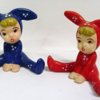 Novelty retro 'pixie'  figural salt & pepper shakers - Made in Japan - Sold for $61 - 2013