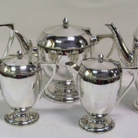 1930's 5 piece 'Crusader' silver plated tea and coffee service - Sold for $61 - 2013