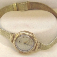 1930's ladies Paul Buhre Wristwatch in 14ct gold case and wide mesh adjustable bracelet strap, stamped 585 -  TW 200 grams incl Movement - Sold for $305 - 2013