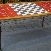 Retro coffee table with tiled chess board top - Sold for $98 - 2013