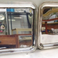 2 x 1980's CHRISTOFLE silver plated oblong Trays with ribbed edge - 35cms W - Sold for $159 - 2013