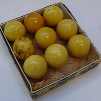 set of 9 x CARVED IVORY Balls - Discoloured, lovely patina, etc - Sold for $366 - 2013