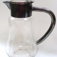 Large crystal water Jug with bold silver plated handle, top & lid - Sold for $73 - 2013