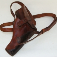 Military issue leather army PISTOL HOLSTER - marked MH & Co 1943, DD - Sold for $73 - 2013