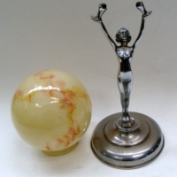 Art Deco DIANA lamp with original mottled ball shaped shade - needs rewiring - Sold for $110 - 2013