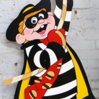 large ex-McDonalds display HAMBURGLER figure painted on fibreboard - Sold for $98 - 2013