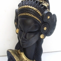 Black & gilt plaster bust of Thai woman in traditional costume (33 cm H approx) - Sold for $55 - 2013