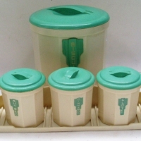 1950's Bakelite kitchen canisters  - Sold for $104 - 2013
