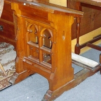 Prie Dieu kneeling devotional desk made of English oak with gothic arched front - Sold for $177 - 2013