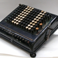 1920/30's Adding machine with 14 digit flip number display - typewriter style keys and crank - Sold for $116 - 2013