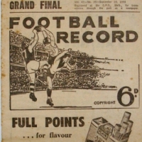 1958 GRAND FINAL Football Record - COLLINGWOOD VS MELBOURNE - Good original Cond Some damage to front cover & pencil markings inside - Sold for $232 - 2013