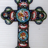 Beautiful vintage micro-mosaic crucifix on brass backing - Sold for $171 2014