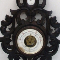 Black Forest carved German Barometer and Thermometer - Sold for $61 2014