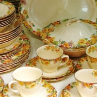 Royal Doulton Nasturtium dinner setting for 6 plus 6 trios, casserole dish and meat platter 44 pieces - complete - Sold for $73 2014