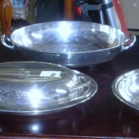 Group lot silver plated serving ware, serving dishes etc  inc - Walker & Hall, James Dixon & Son and Hardy Bros - Sold for $98 - 2014
