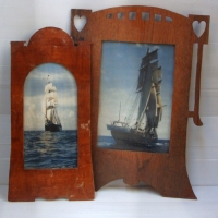 Set of 6 framed sailing ship picture in Art Nouveau style fiddle back frames - Sold for $61 - 2014