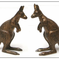 International Harvester brass kangaroo paperweight marked IH Geelong works - Sold for $207 - 2014