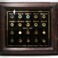 c1900 servants bell board from a private school with bedroom and school room bells in gilt - with all electromagnetic bells intact, g,c - Sold for $366 - 2014