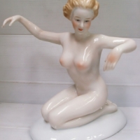 1950's Neudorf German porcelain Nude figurine - kneeling lady - Sold for $110 - 2014