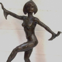 Modern cast bronze reproduction art deco figure in the style of Chiparus, dancing lady - on original marble base, overall height approx 29cms - Sold for $146 2014